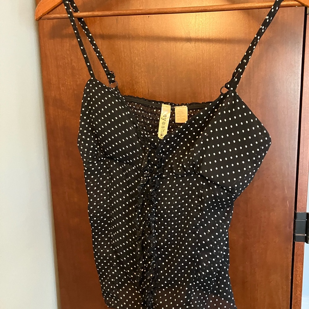Eyeshadow Black and White Polka Dot Tank Top